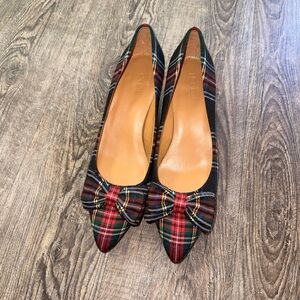 J-Crew tartan Plaid Bow Women Shoes